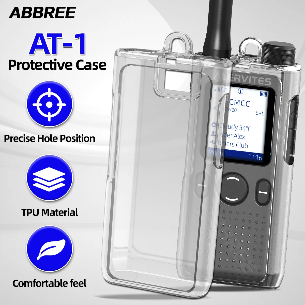 ABBREE 투명 소프트 TPU 소재 워키 토키 보호 케이스 클리어 커버 야외용 간편 휴대용 바오펑 AT1 POC 햄 라디오용