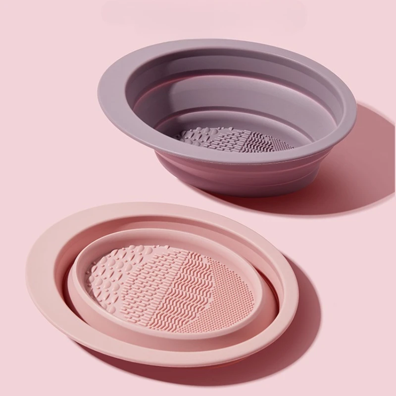 Silicone Folding Makeup Brush Cleaner Bowl Portable Thorough Cleaning Wet & Dry For Brushes Powder Puffs Beauty Blenders Cleaner