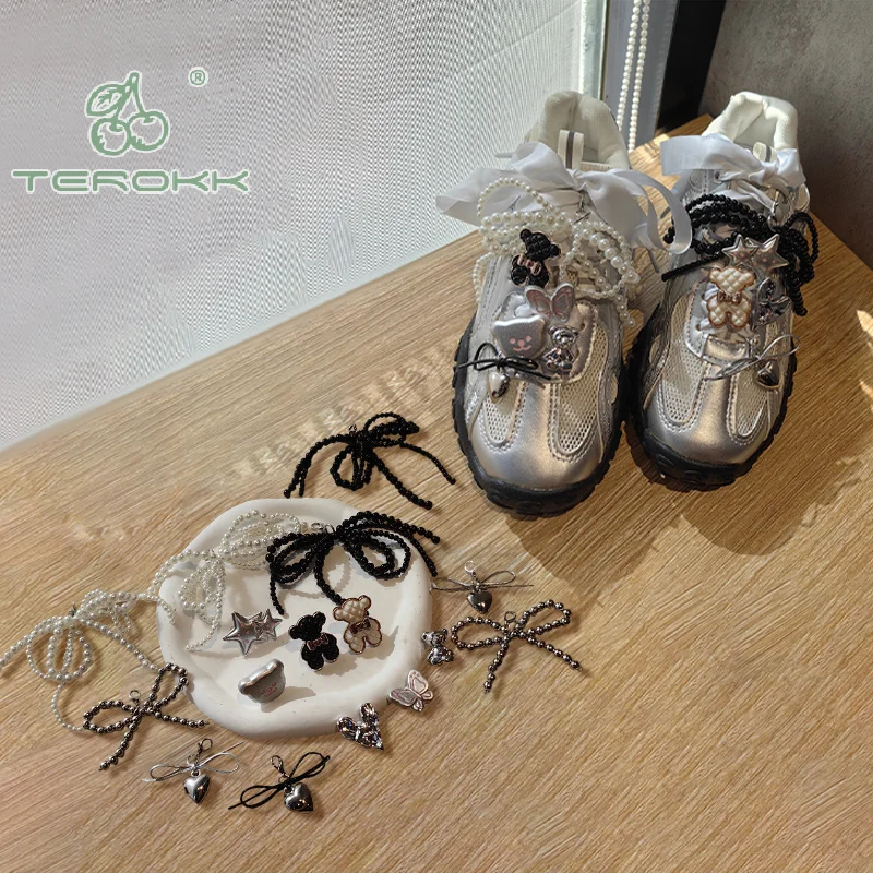 Shoelaces Clips Decorations Pearl Bow Pendant Bear Love Shoe Flower Buckle Shoes Accessories Ballet Shoe Charms