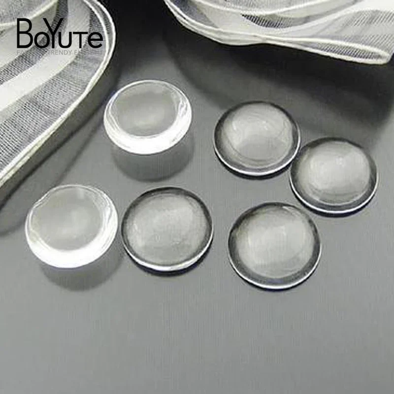 BoYuTe-cabujón de cristal redondo transparente, accesorios de joyería para manualidades