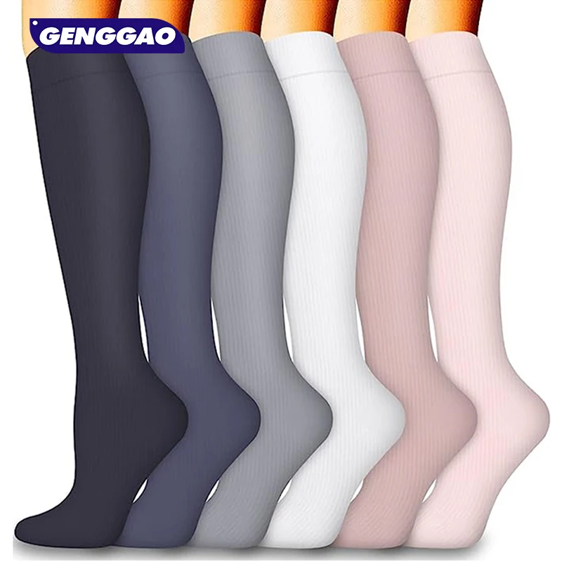 6 Pairs Compression Socks for Men & Women,15-20mmHg is Best for Running, Athletic, Pregnancy, Travel