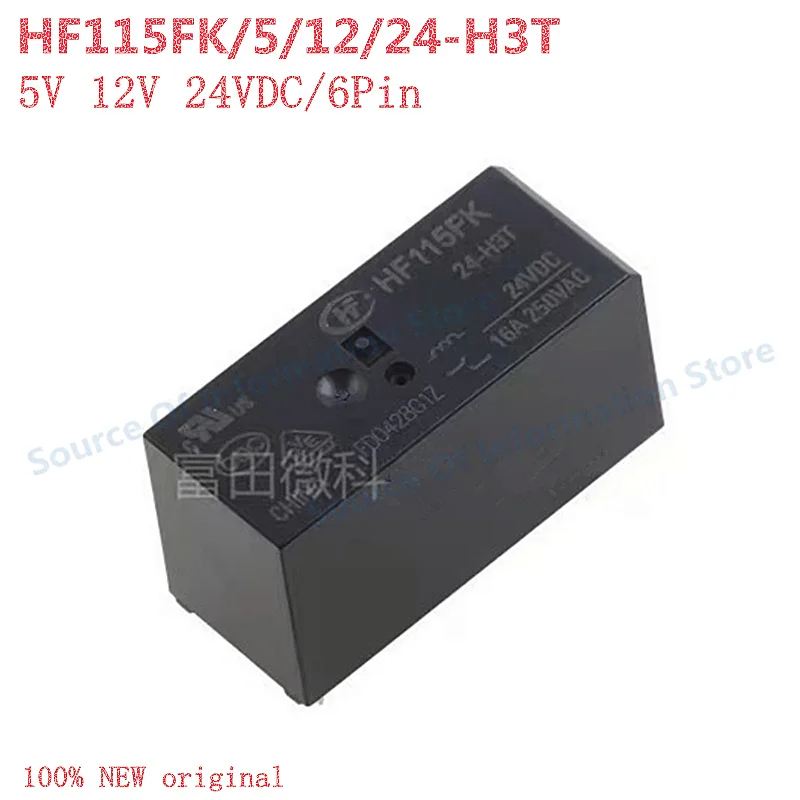 

5Pcs HF115FK/5/12/24-H3T High-Power DC Relay 5V 12V 24VDC 6-Pin 16A for Electronic Components Market