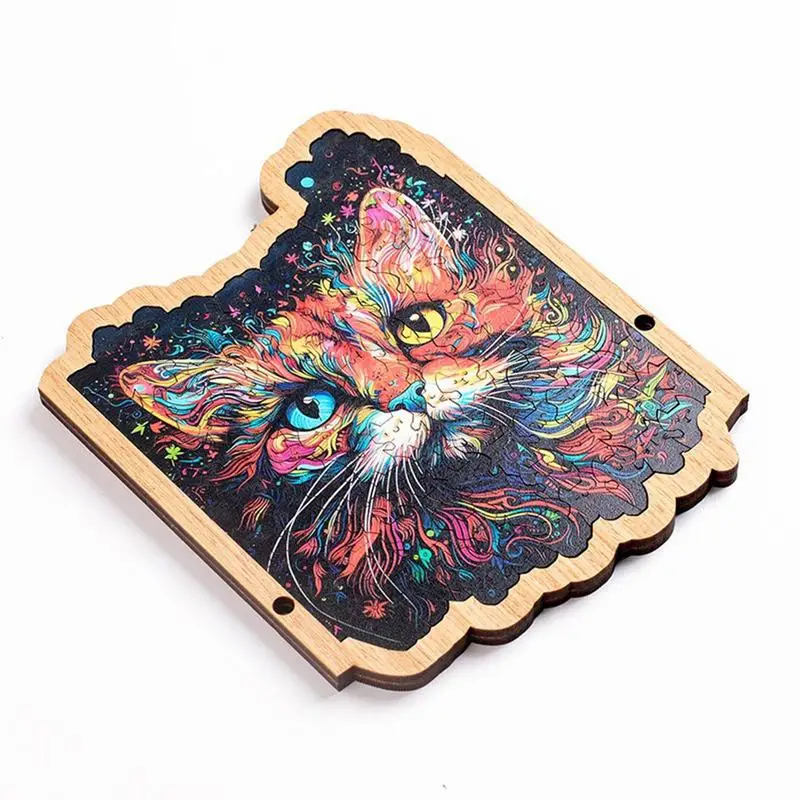 Wood Puzzle Table Game Creative Cat Puzzle Board Game Wooden Jigsaw Puzzles Funny Jigsaw Puzzle Game For Cat Lovers & Friends