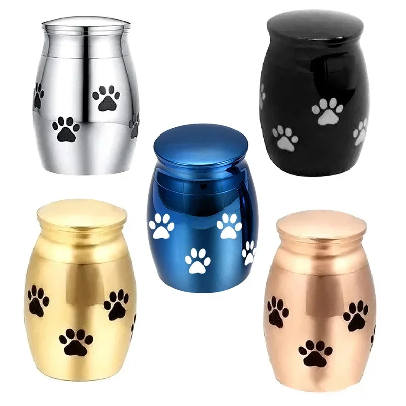 5 Colors Pet Cremation Urns Stainless Steel Ash Memorial Container Puppy Paw Dog Cat Perfect Resting Place Caskets Cat Memorial