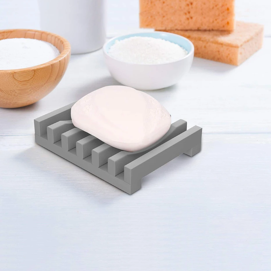 Flexible Silicone Soap Holder Hollow Design Bar Soap Dish Bathtub Kitchen Soap Saver Drainer Sponges Scrubber Display