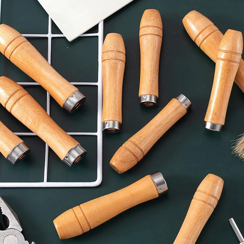 Poignée de lime en bois avec colliers en métal de bain, top 20 pièces, 10 pièces pour lime de 6 à 8 pouces + 10 pièces pour lime de 10 à 12 pouces (2 tailles)