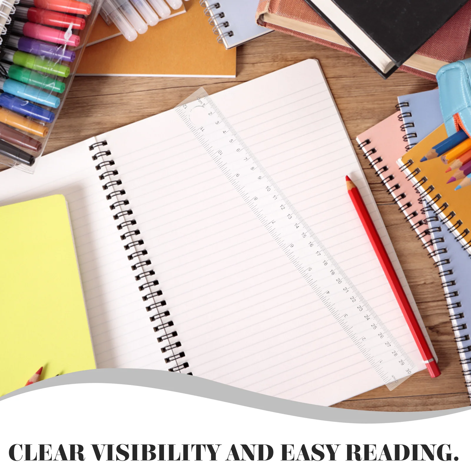 10 Pcs Magnifying Glass Ruler Office Supply Drafting Magnates Centimeter Scale Drawing Line Plastic Geometry