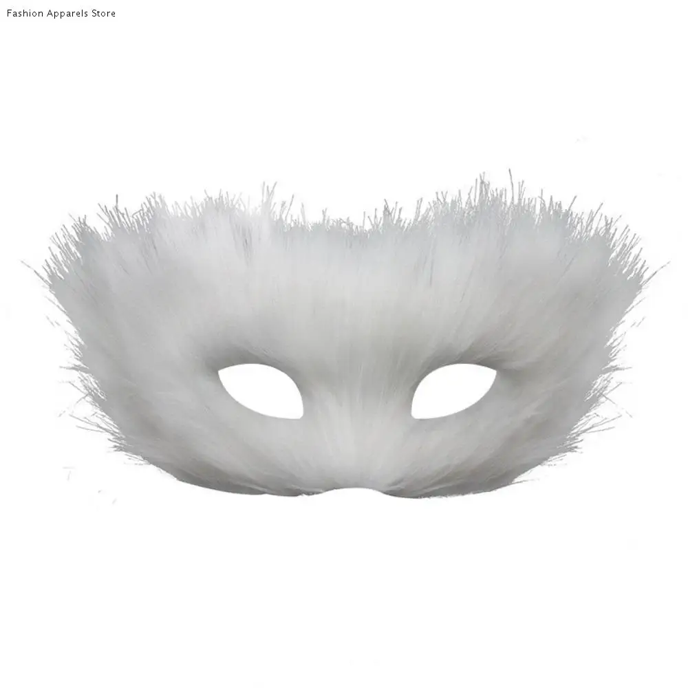 

Simple Cartoon Plush Cat Mask Long Furry Animal Half Face Mask Eye Mask Halloween Decoration Masquerade Mask Cosplay Props