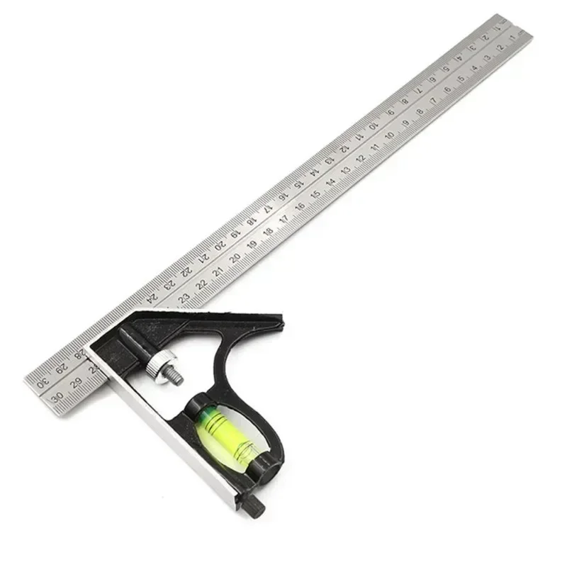 Conjunto de Ferramentas de Medição Quadrada de Ângulo Preciso Alumínio Durável Combinação Ajustável Nível de Espírito 12 300 mm Aço Inoxidável