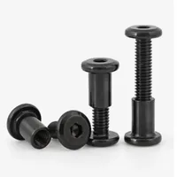 2sets-10sets M4 M5 M6 M8 steel with black large flat hex furniture screw with nut Rivet Connector Insert Joint Sleeve Nut