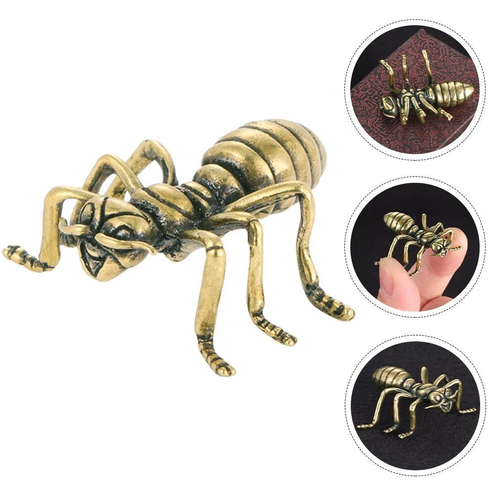 Decorative Copper Ant Sculpture Artistic Household Ornament Desktop Porch Cabinet Entryway Creative Ant Adornment Vivid Metal