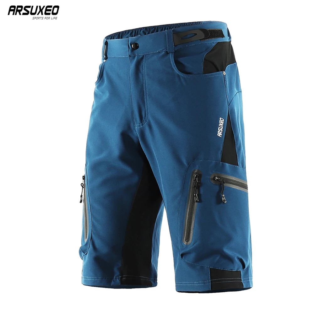 ARSUXEO Men\'s Outdoor Sports Cycling Shorts MTB Downhill Trousers Mountain Bike Bicycle Shorts Water Resistant Loose Fit 1202