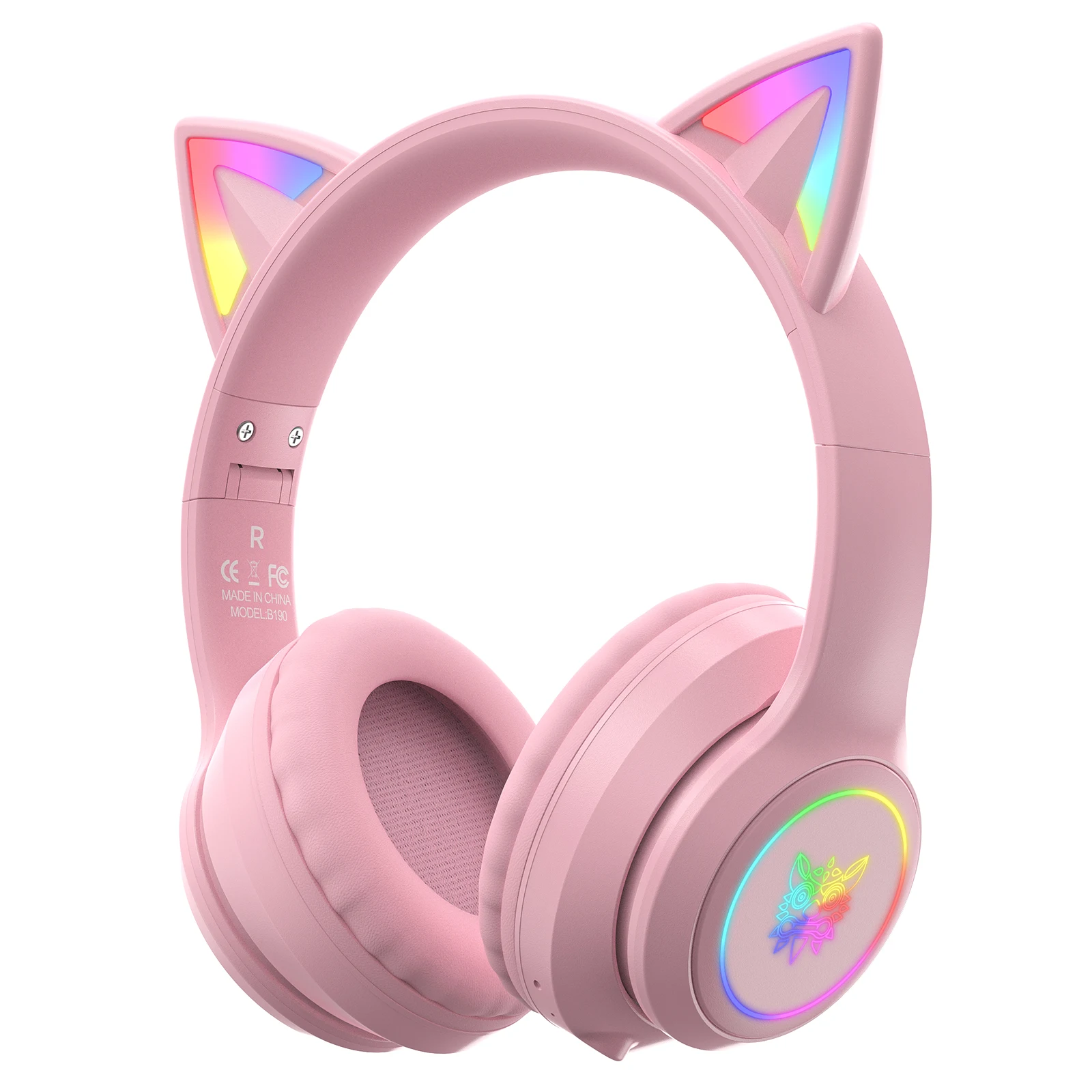 ONIKUMA B90 Bluetooth-compatible 5.0 Headset Gamer with RGB Cat Ear Foldable Design Wireless Earphone Headset for PC Gaming