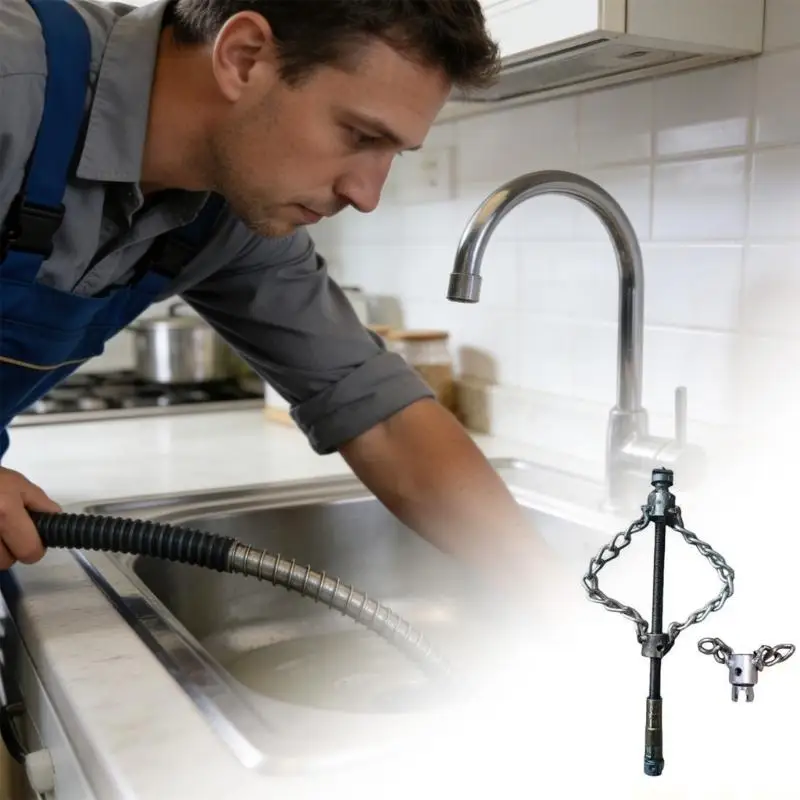 A2BE Sewer Drain Cleaner Chain for Drill Attachment PVC Pipe Descaling Chain