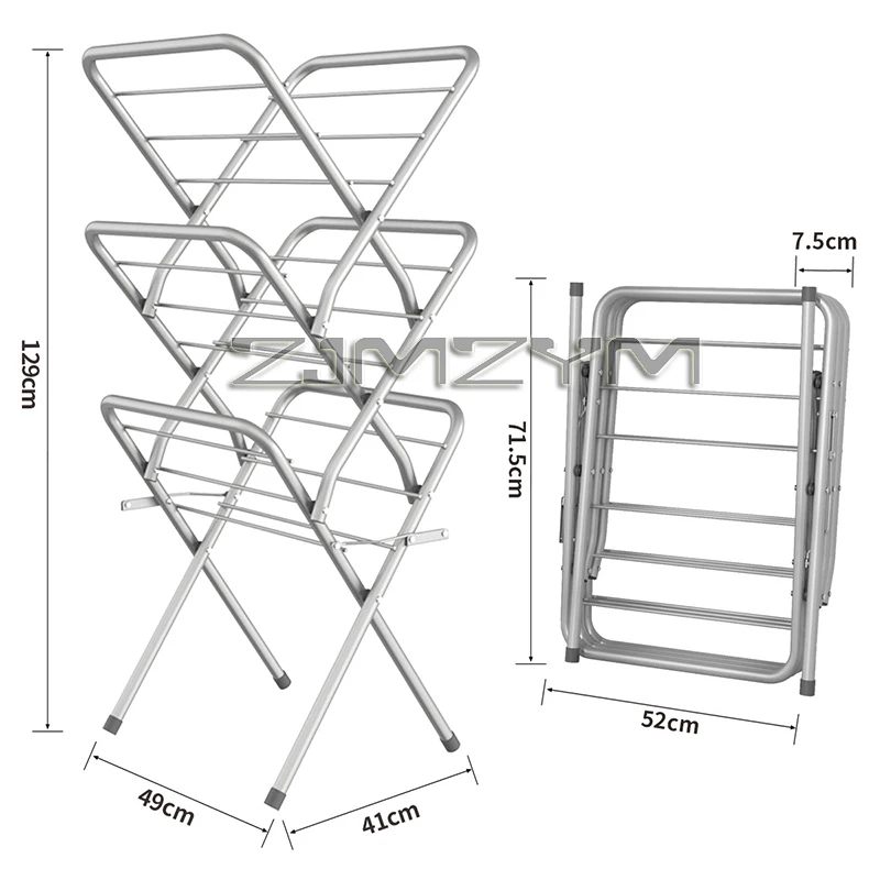 Folding Floor Drying Rack Household Bedroom Balcony Hanging Clothes Drying Towel Rack Can Be Folded Storage