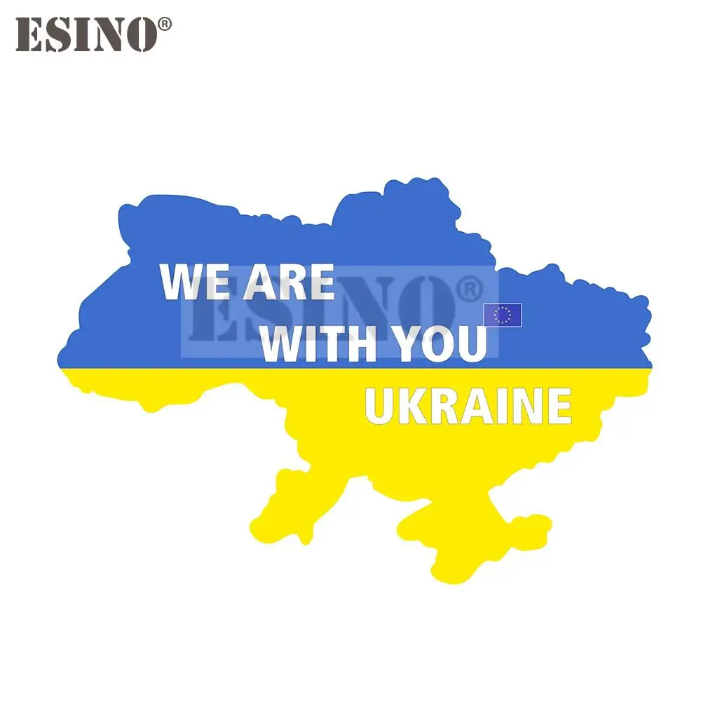 Car Styling Ukraine National Flag WE ARE WITH by EU Decorative Car Accessory Creative PVC Waterproof Sticker Whole Body Decal