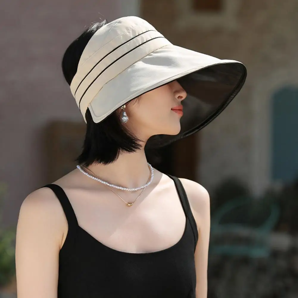 Uv Protection Beach Hat Foldable Travel Hat Women’s Wide Brim Sun Hat with Ponytail Hole Breathable Uv Protection for Summer