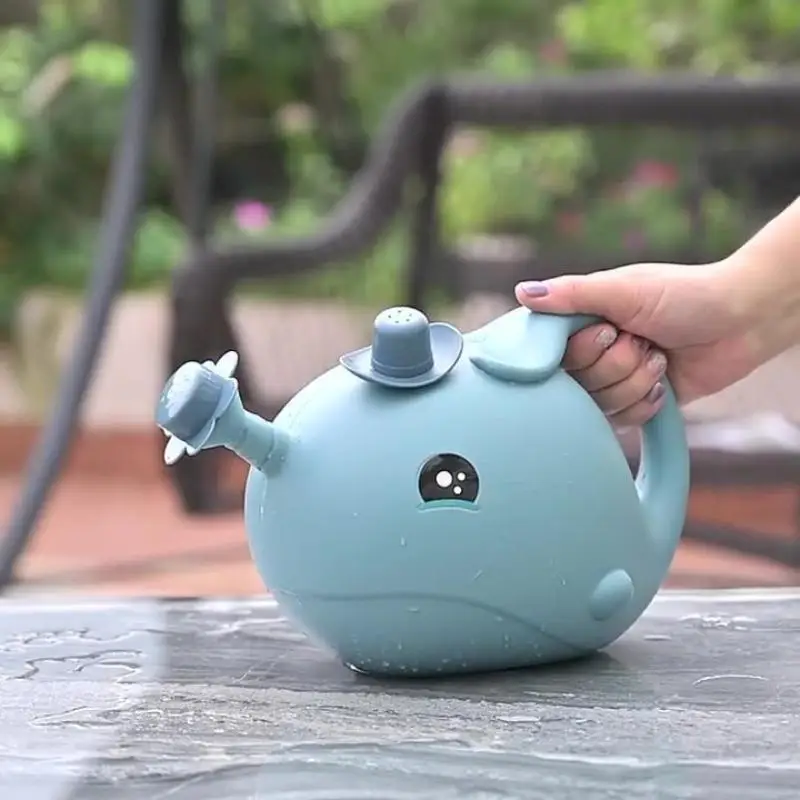 Whale Cartoon 1L Watering Can for Kids Outdoor Plant Flower Pot Ergonomic Handle Fun Learning Tool