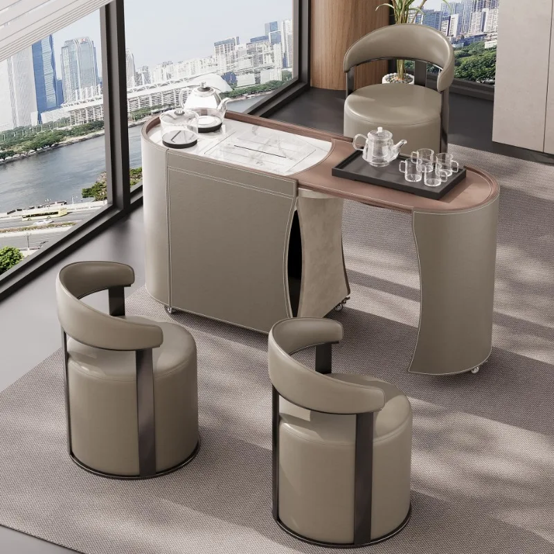 Mobile tea table Modern coffee table Tea table Rotating light luxury sofa Tea side cabinet