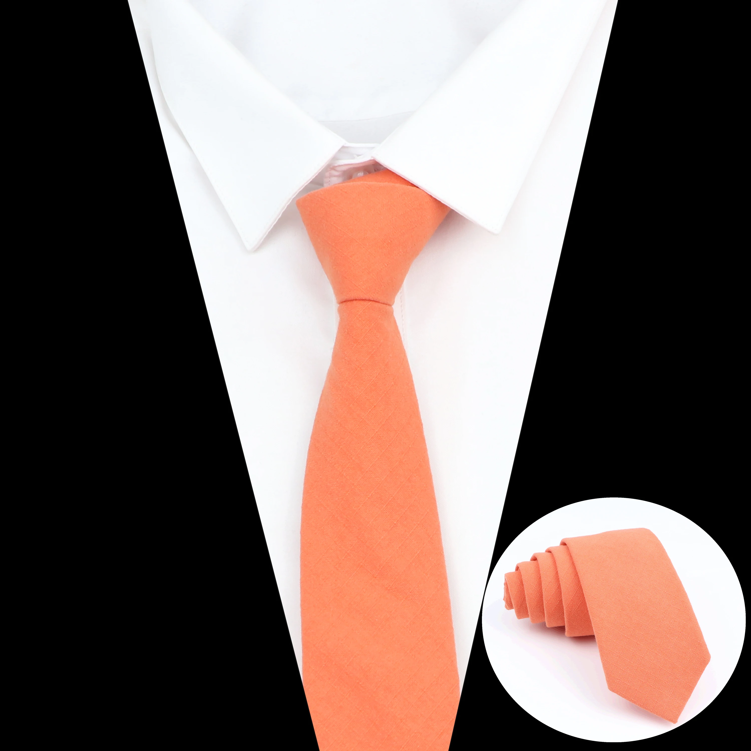 Coral Wedding Tie Cotton Necktie 6cm Skinny Slim Party White Shirt Suit Tuxedo Men Tie Gifts Bridegroom Cravat Wed Accessories