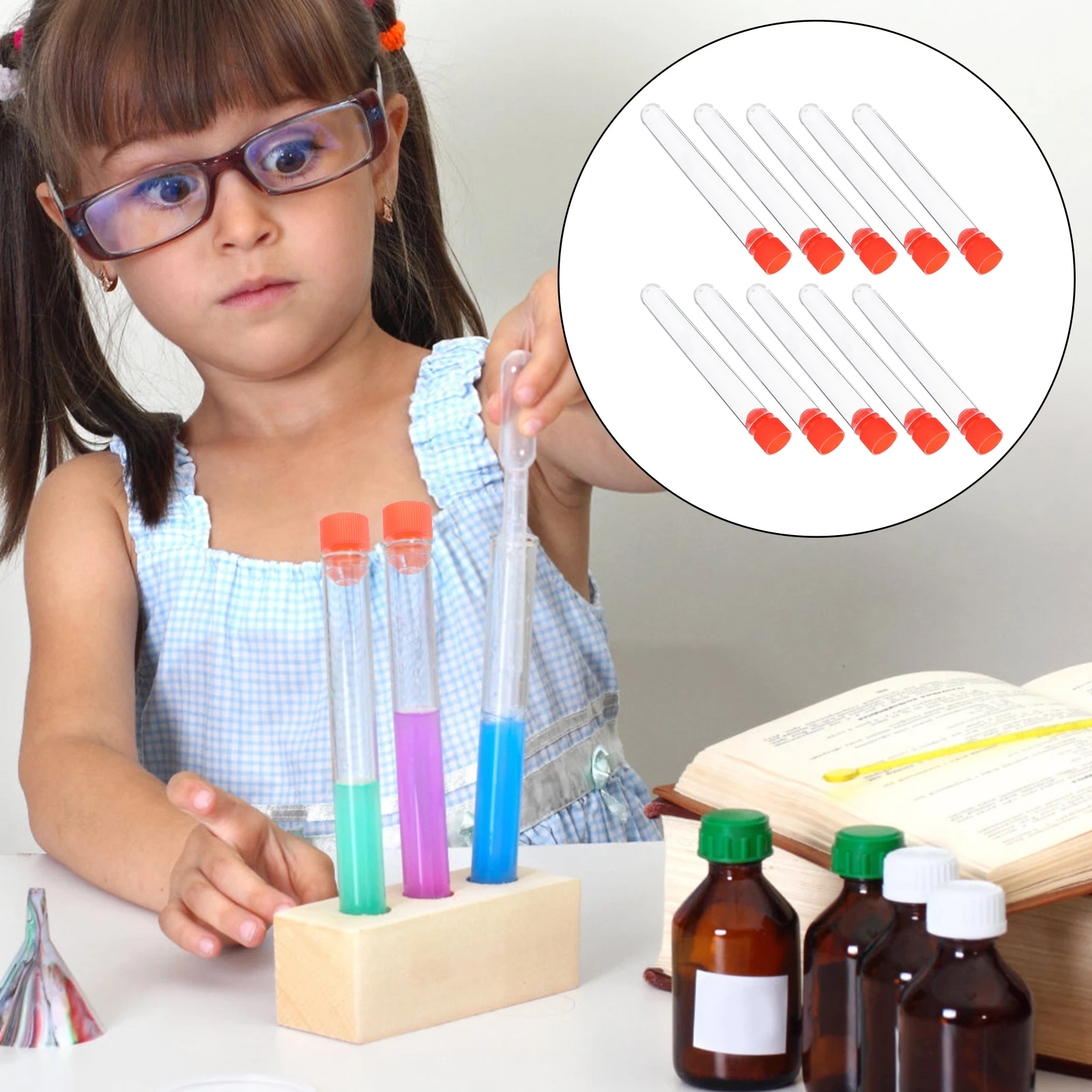 

40pcs Science Experiment Test Chemistry Lab Equipment Leakproof Tubes With Stoppers Liquid Storage Containers For School