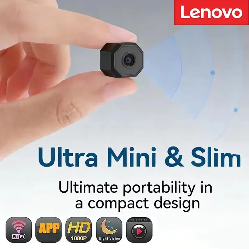 Lenovo Wireless Camera 4K Surveillance Security Mini Video Cam Night Vision Motion Detect Camcorder Mini Cam Monitor Smart Home
