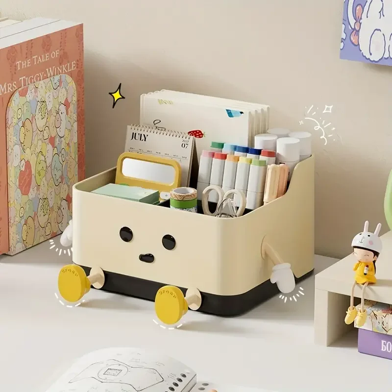 Cute Storage Desk Organizer Pen Holder Stationery Office Accessories Boxes Plastic Drawer Organizing School Supplies