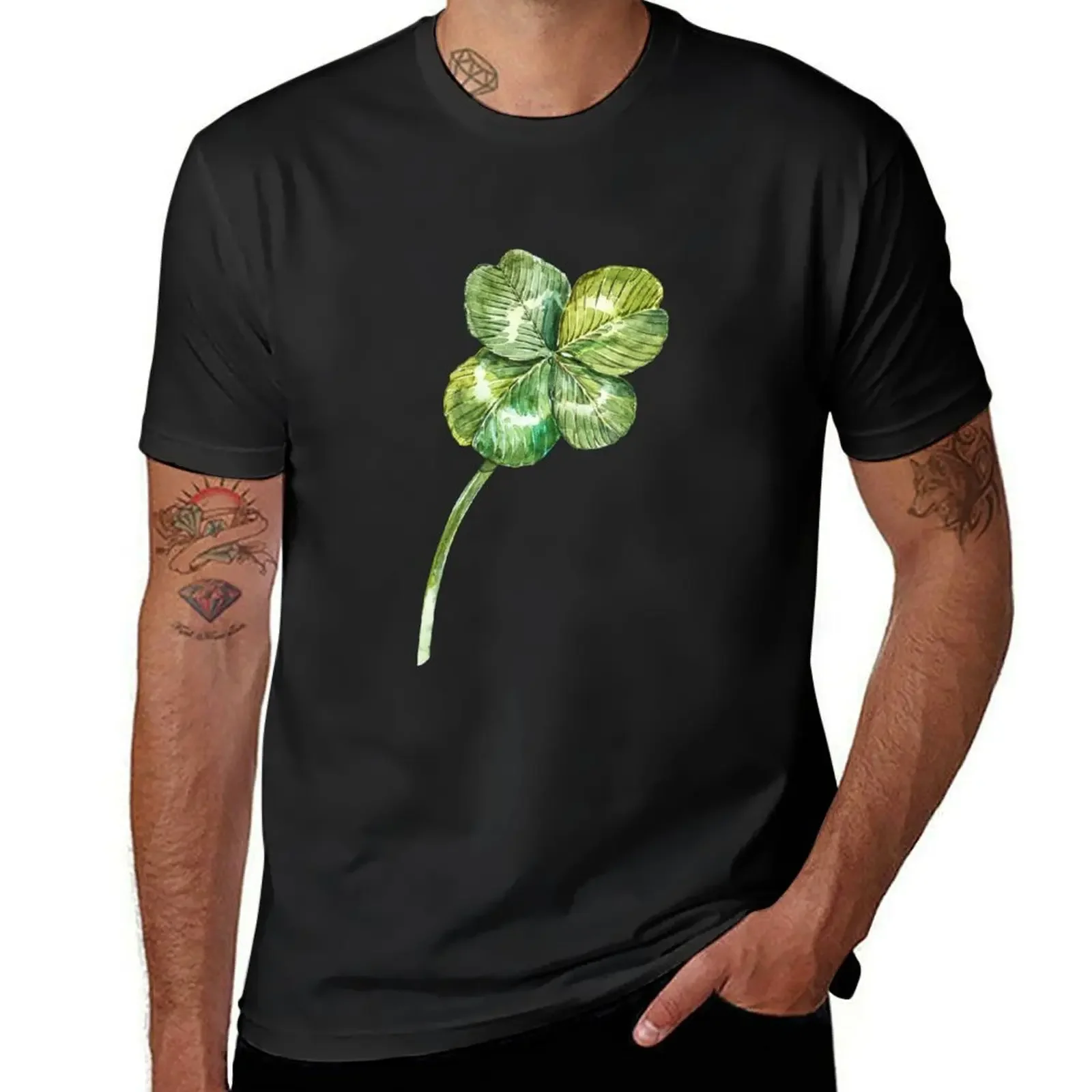 Clover sticker T-Shirt funny shirt cotton sublime funny meme t-shirts anime stuff plus size men clothing