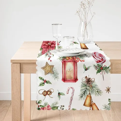 Christmas Decoration Digital Printed Modern Runner with Christmas Concept with Candlestick Design Table Cloth For Table New Year