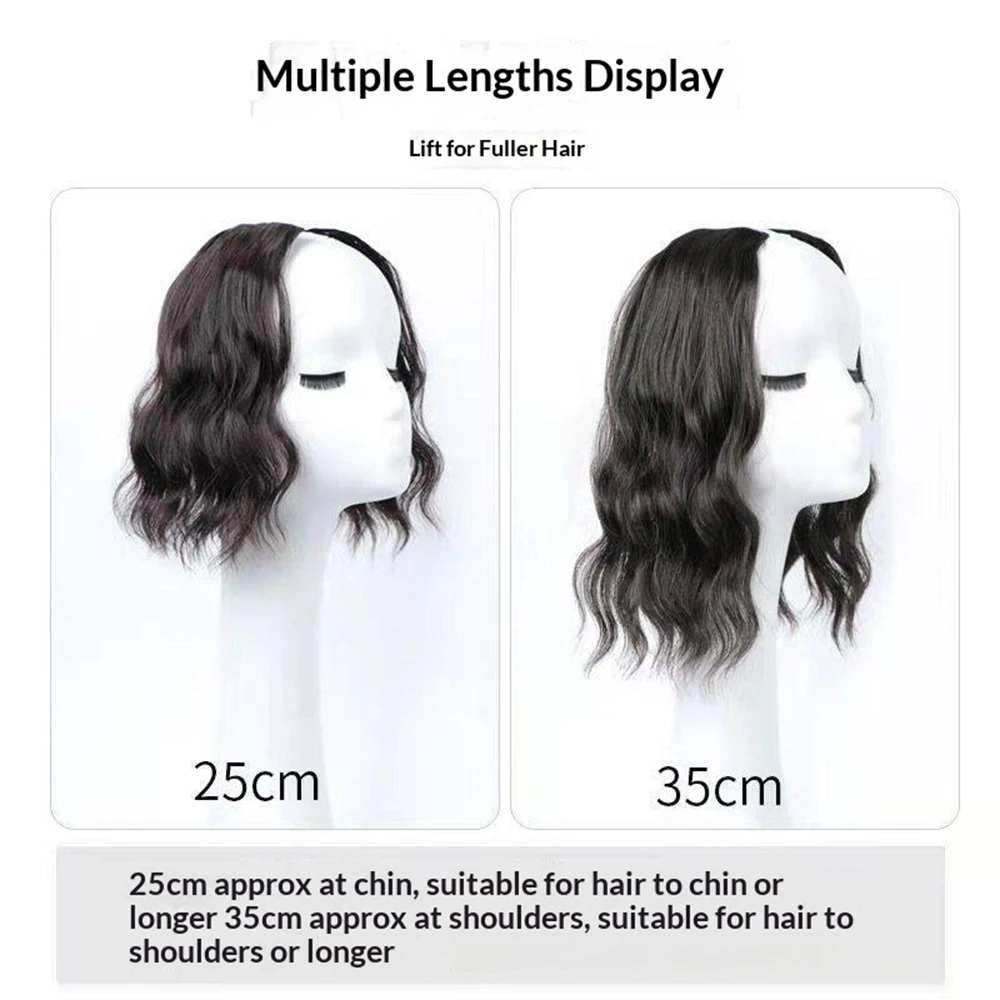 Synthetic Hair Curly Hair 25/35cm Mini Hair Pad Hair Natural Black Brown Hair Extension Clips In Hairpiece For Women Hair Wig
