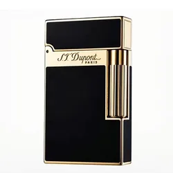 S.T. Dupont L2 Natural Paint Lacquer Black with Yellow Gold Finish Lighter Collection