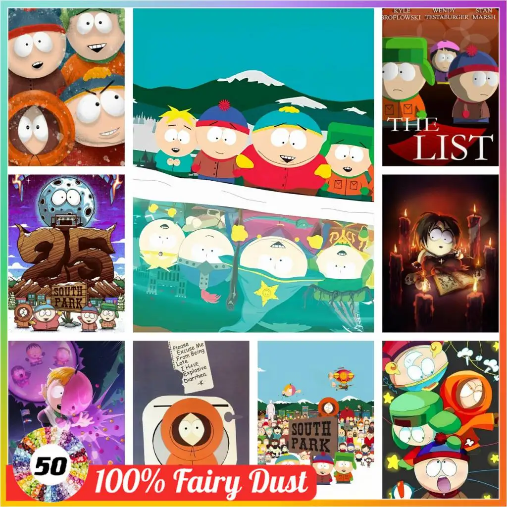 

Cute-Cartoon-SouthparkS Drill Cross Canvas Embroidery Fairy Dust Diamond Painting Art 5d Mosaic Stitch Garden Decoration Decor