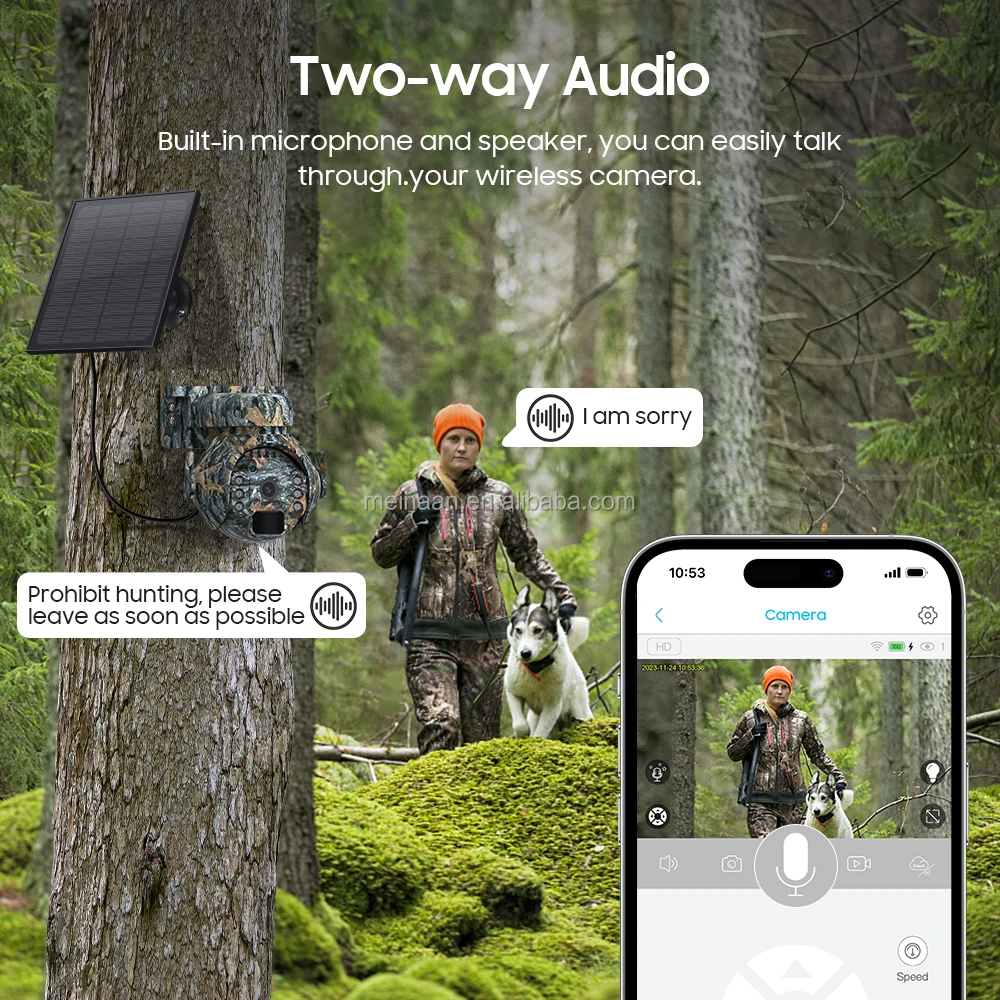 3MP Ubox Camouflage Hunting 4G LTE Wireless Solar Surveillance Trail PTZ Camera Outdoor Security 4G Sim Card Solar CCTV Camera