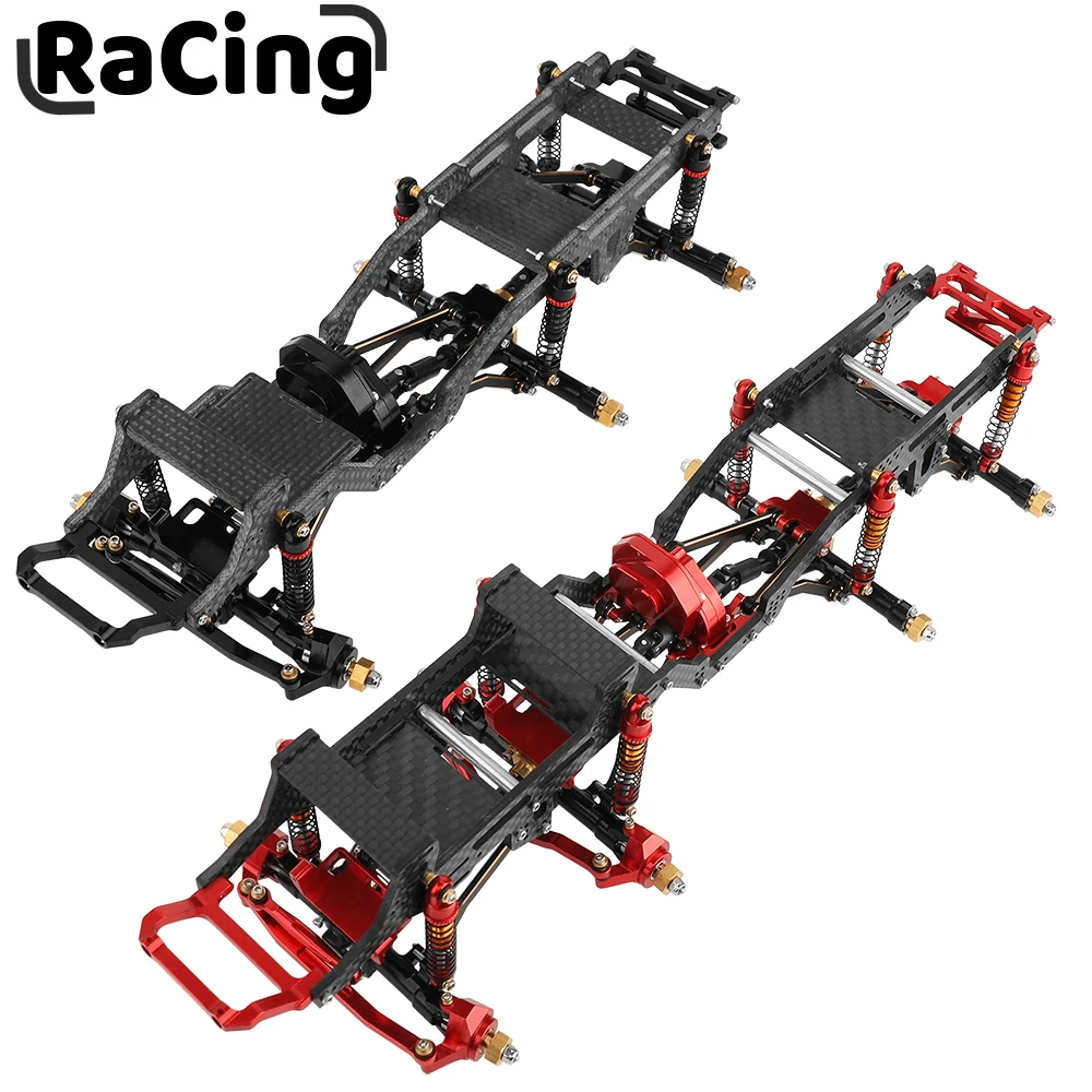 Upgraded 6x6 8×8 RC Car Frame with Metal Axles or Wheels Carbon Fiber Low Center Gravity Chassis Refit Kit for 1/24 SCX24 RC