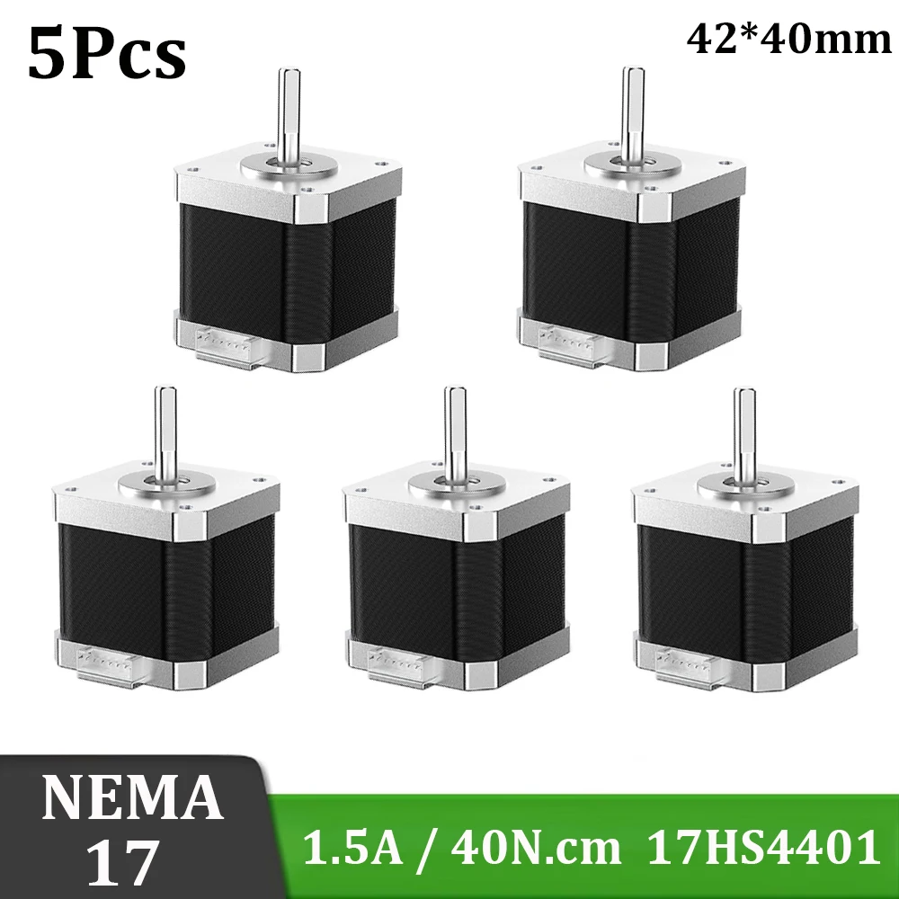 5pcs Nema17 Stepper Motor 42BYGH (17HS4401)  42*40mm D-Shaft 5mm 1.8° 40N.cm 4-Lead For DIY CNC 3D Printer Stepper Motor Nema 17