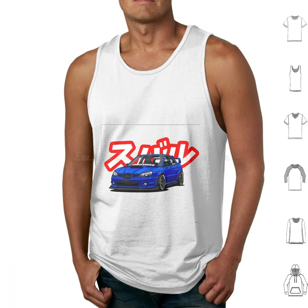 In Japanese ( Red ) Subie Gang Tank Tops Vest Sleeveless Subie Suabru Wrx Skyline Gtr Cars Jdm Edm Drift Drifting