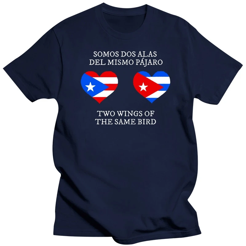 Knitted Puerto Rico And Cuba Heart, Two Wings Of The Same T-Shirt Humorous Comics T Shirts Round Collar Clothing Plus Size S-5xl