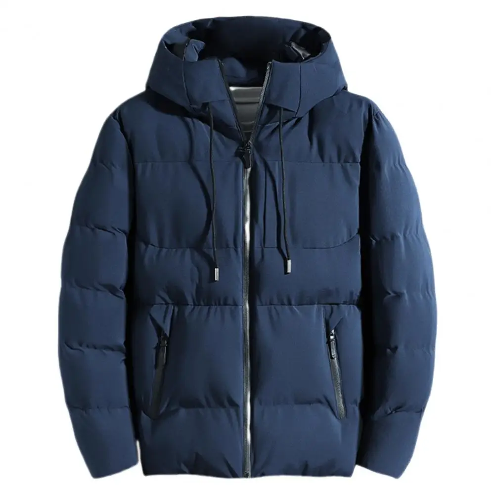 Herren mantel Herren wind dichte Daunen jacke mit Kapuze und Reiß verschluss zwei Seiten taschen verdickter Wintermantel für Herren weicher Stoff mantel