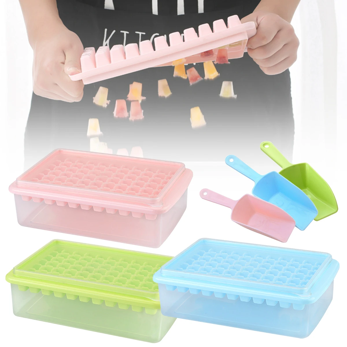 

77 Grid Ice Cube Mold Reusable Refrigerator Ice Maker One-touch Easy Release Homemade Cube Tray Mold Home Making Tool