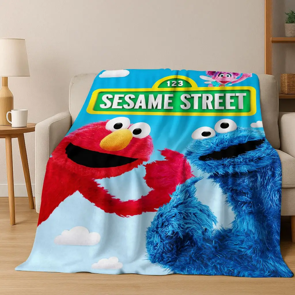 

3D S-Sesame Cartoon Art Flannel Blanket,Cozy Soft Throw Blanket for Home Bedroom Bed Sofa Picnic Office Cover Gift Kids
