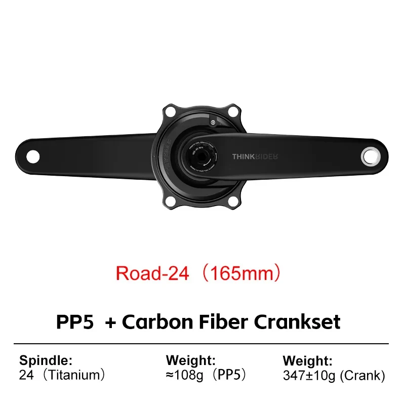 THINKRIDER PP5 Fahrrad Carbon-Faser Spider Leistungsmesser Kurbelgarnitur 24MM ANT+ BLE für Rennräder
