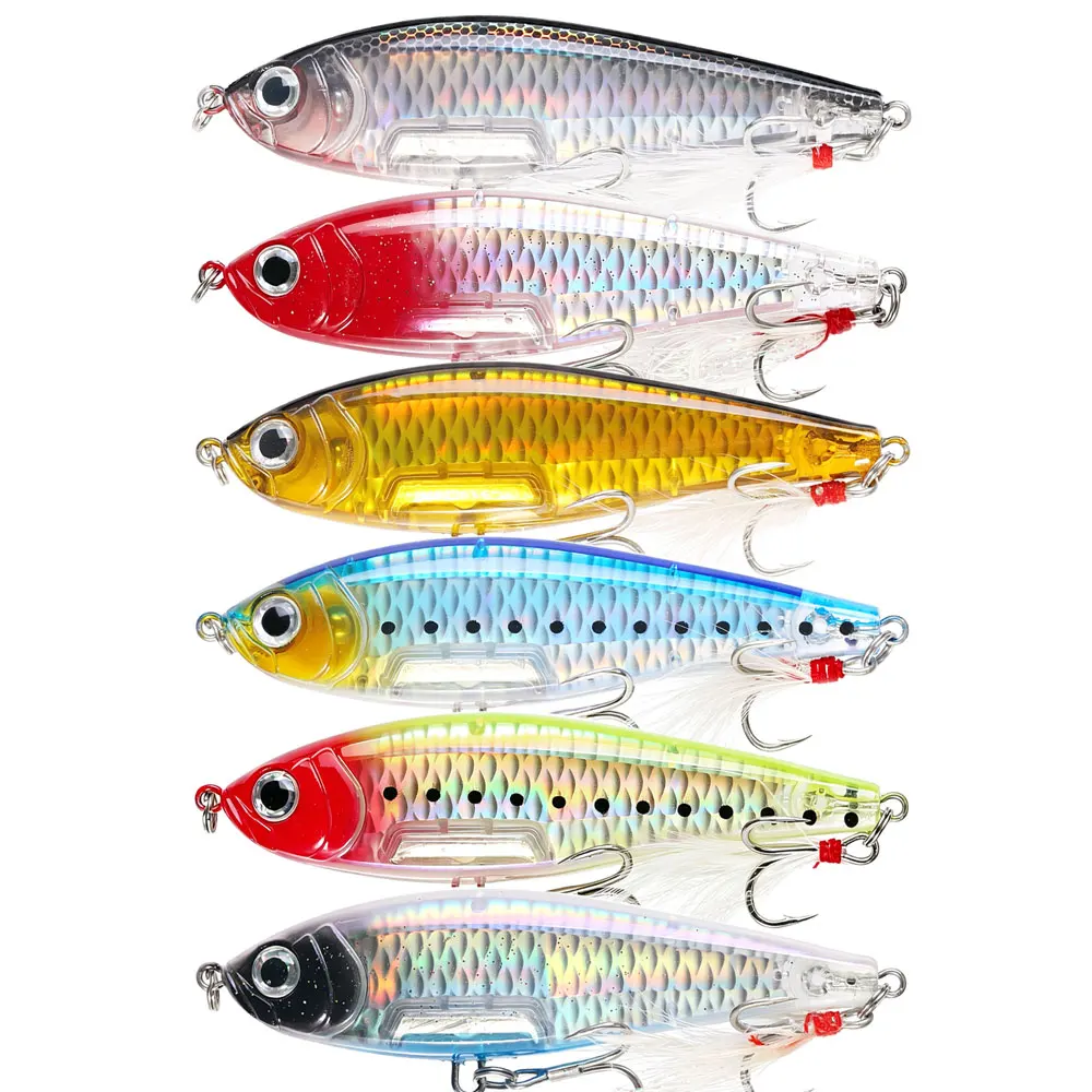 1 Stück 9,7 cm 17,7 g Sinkender Pencil-Angelköder, Hartköder, 6 Farben, realistische Fischform für Barsch, Hecht, Süß- und Salzwasser-Angelzubehör