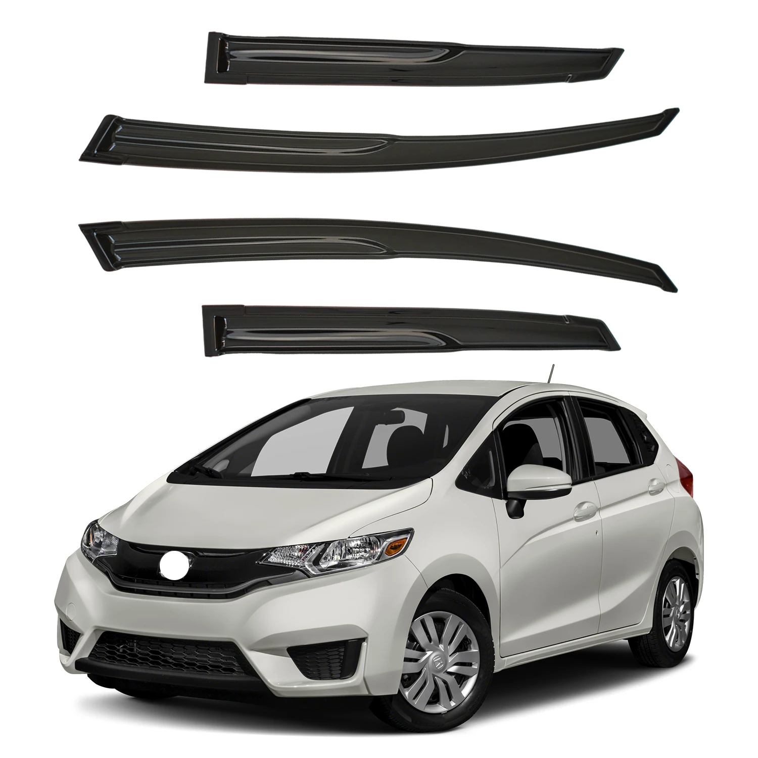 

For Honda Fit 5-Door Hatchback 2009-2014 Tinted Wind Deflectors External Mount 4pcs Set 1.5MM Thick