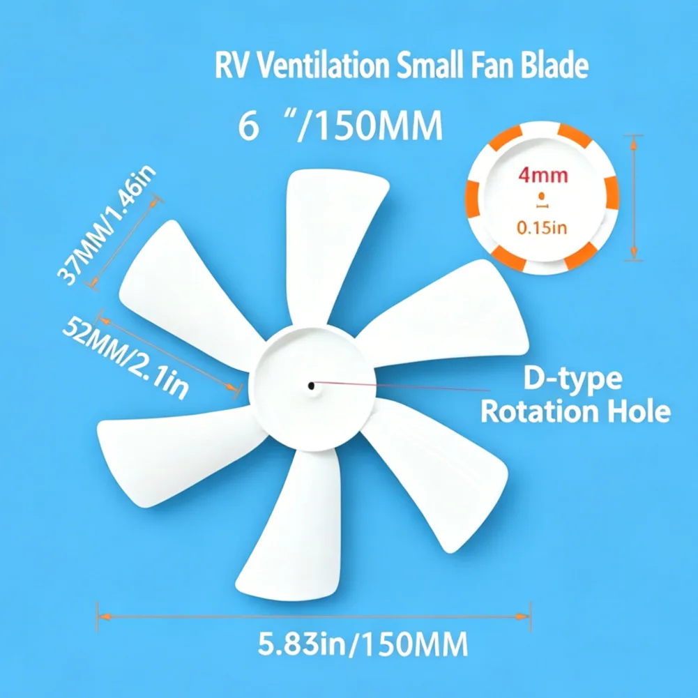 6 Inches RV Ventilation Fan RV Ventilation for exhaust Fan for exhaust Fan for camper Air Circulator Efficient Airflow Design