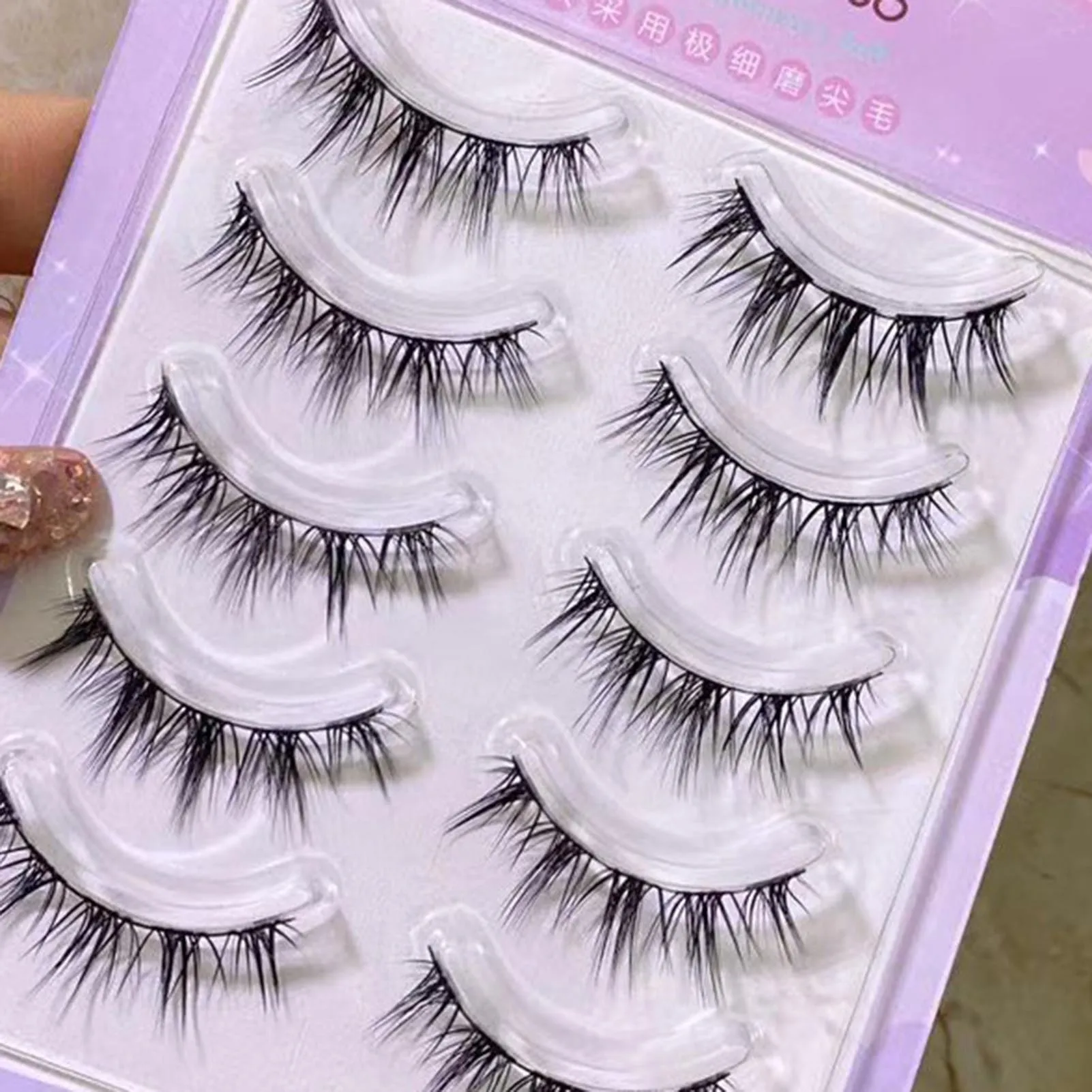 5 Pairs Curling Soft False Eyelashes Eyes Looking Bigger Brighter Fuller Lashes for Beauty Blogger Makeup Lover