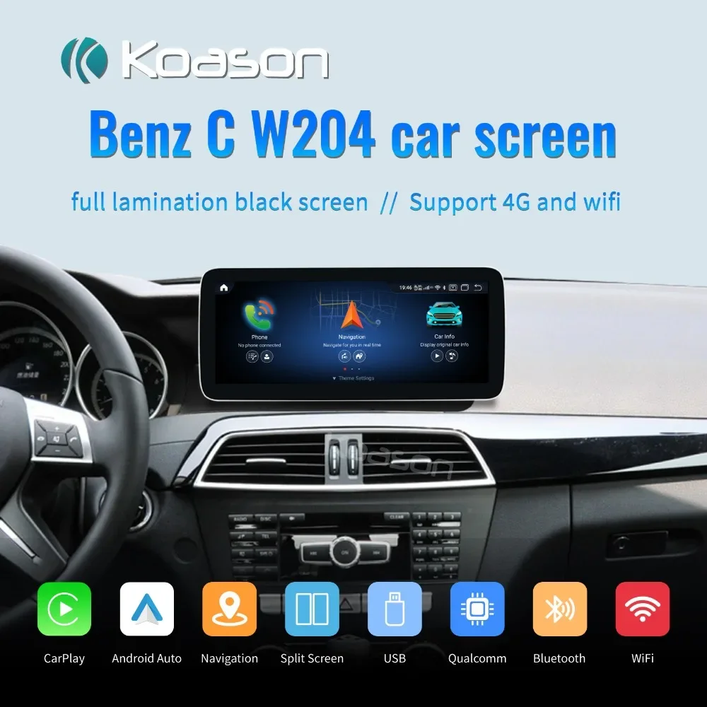 Koason Android 13 Auto Screen Wireless Carplay GPS Display for Mercedes Benz C class W204 S204 Navigation Car Multimedia Player