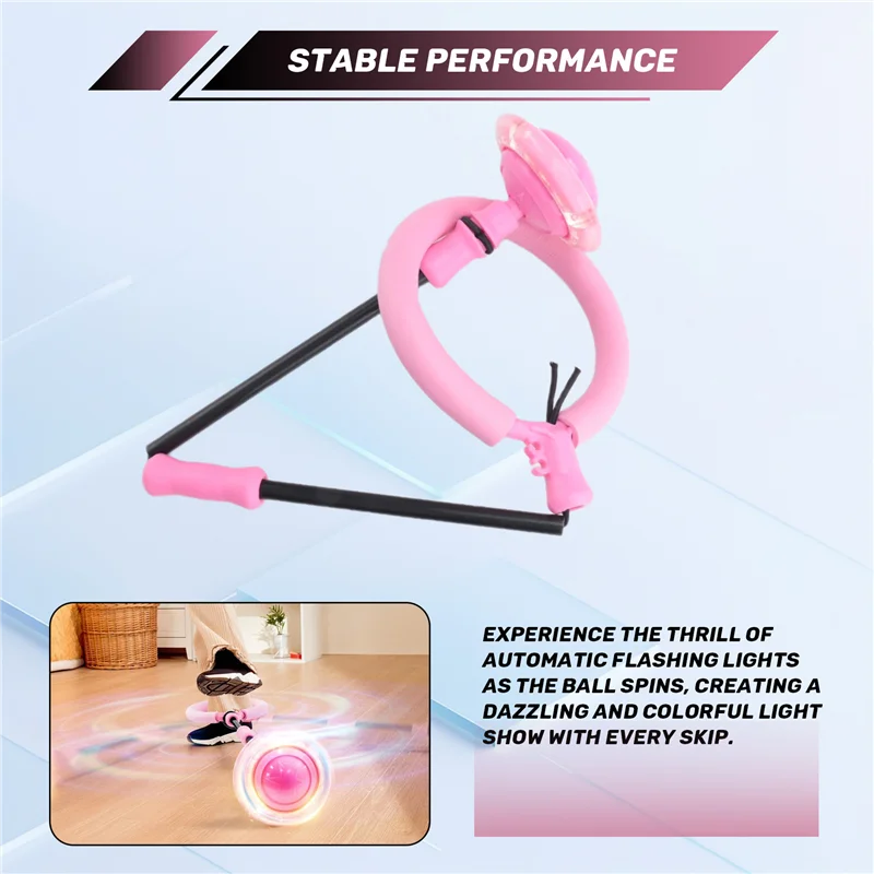 A48F-Pink Ankle Skip Ball With Flashing Lights, Skip It Toy For Kids Indoor & Outdoor, Flashing Swing Ball Sports