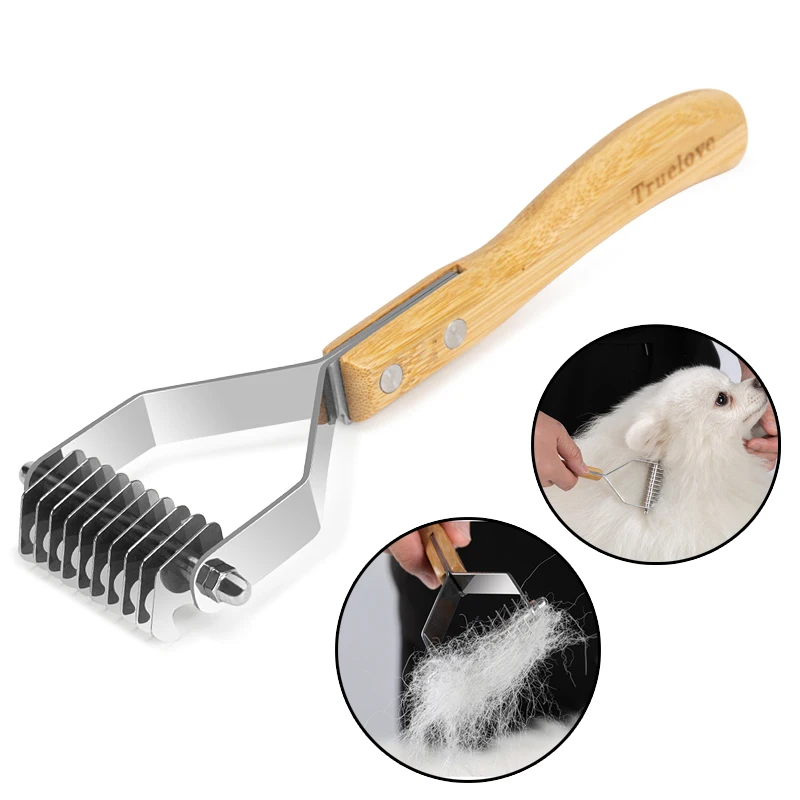 

Winhyepet Hair Removal Comb Dog Grooming Tool Bamboo Handle Widened Shedding Brush Dematting Comb Deshedding Tool 2022 New