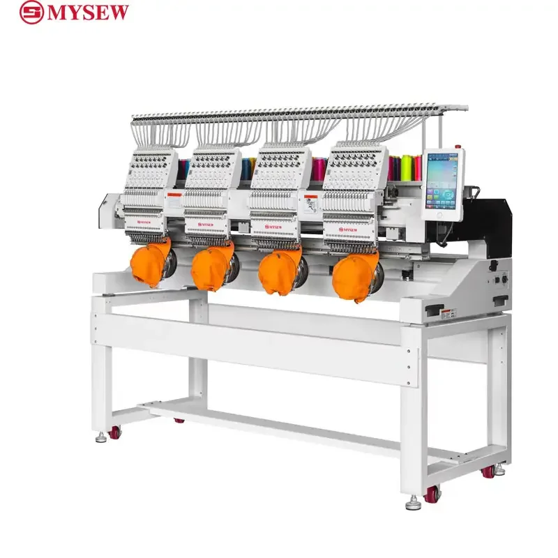 MYSEW MBC-1204/1504 (400*400mm) 4 Heads 12/15 s Industrial High Speed Automatic Hat T-Shirt Computerized Embroidery Machine