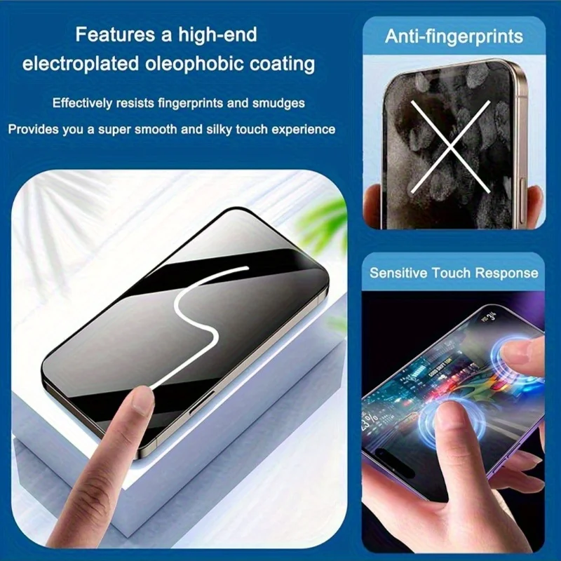 Screen Protector for iPhone 16 15 14 13 12 11 Pro/Pro Max Full Coverage Tempered Glass 2set Installation tools + 2HD glass films